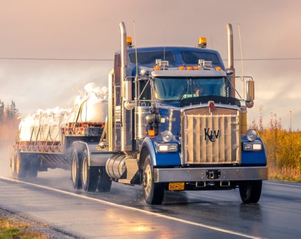 Blue truck on the highway